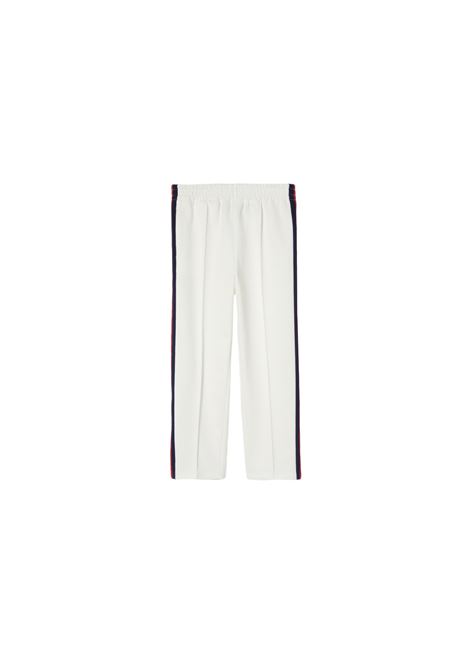 Pantaloni In Jersey Tecnico Bianco Con Nastro Web GUCCI KIDS | 784115-XJGNR9799